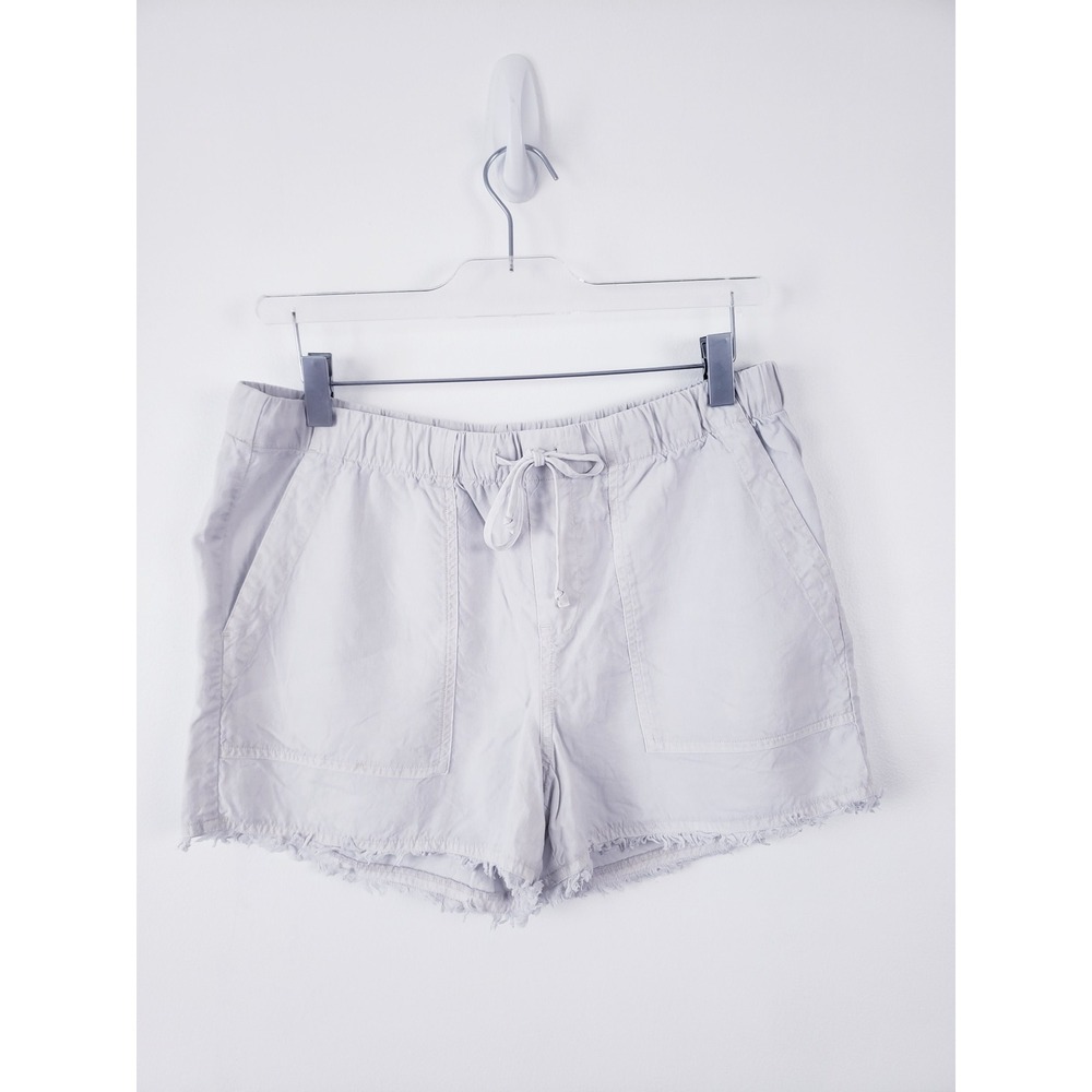 Cloth & Stone Shorts Light Grey Tencel Lyocell Frayed Hem Drawstring Small